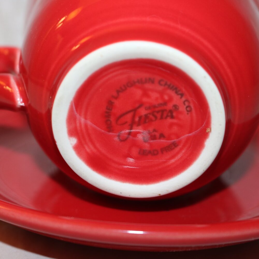The Fiesta ware Homer Laughlin Scarlette red saucer and cup set - Picture 6 of 8